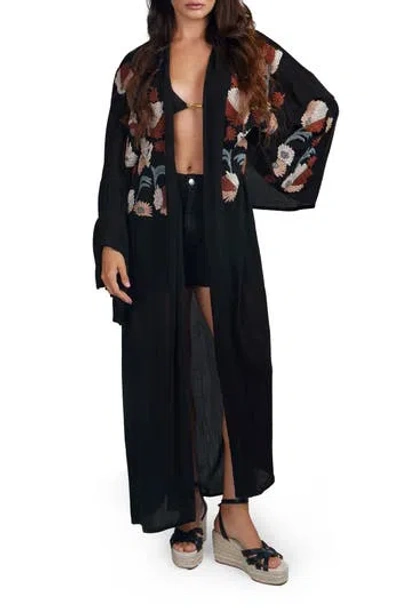 Saachi Embroidered Caftan In Black