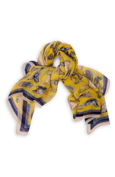 Saachi Pleated Equestrian Scarf In Yellow