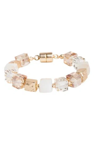 Saachi Faceted Square Bead Bracelet In Pink