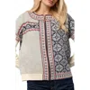 Saachi Fair Isle Mixed Zip Cardigan In White