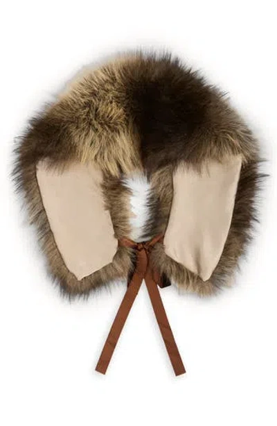Saachi Faux Fur Collar In Brown