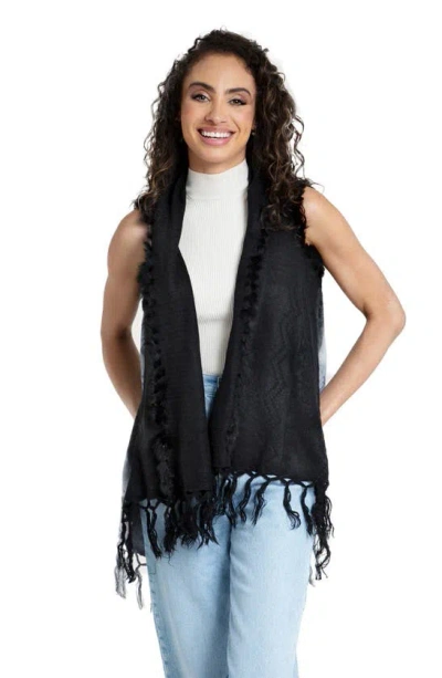 Saachi Faux Fur Fringe Vest In Black