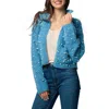 Saachi Faux Pearl Bead Open Front Cardigan In Blue