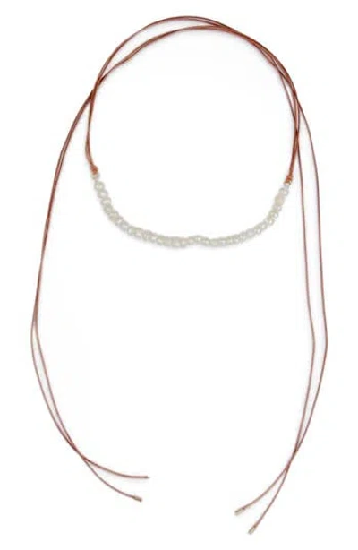 Saachi Faux Pearl Choker Necklace In Brown