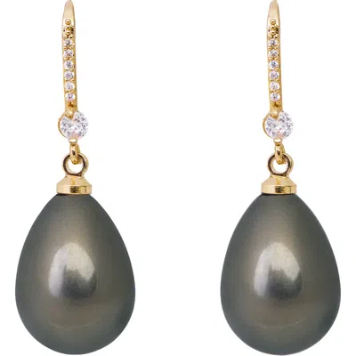 Saachi Faux Pearl Crystal Dangle Earrings In Green