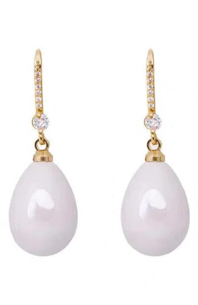 Saachi Faux Pearl Crystal Dangle Earrings In White