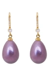 Saachi Faux Pearl Crystal Dangle Earrings In Purple
