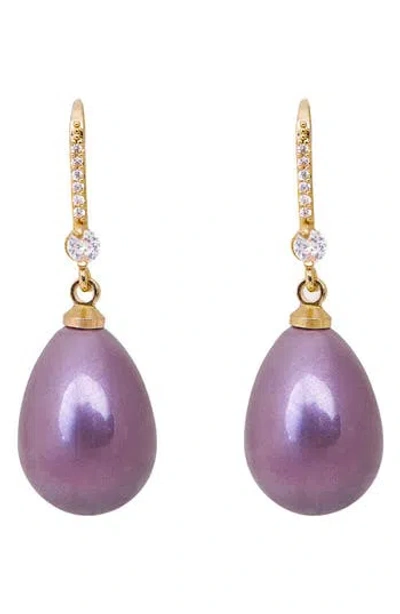 Saachi Faux Pearl Crystal Dangle Earrings In Purple