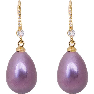 Saachi Faux Pearl Crystal Dangle Earrings In Purple