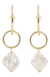 Saachi Faux Pearl Drop Hoop Earrings In Gold/faux Pearl