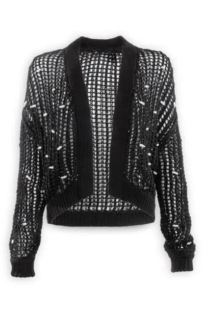 Saachi Faux Pearl Embellished Cardigan In Black