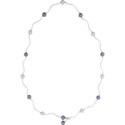 Saachi Faux Pearl Station Wave Necklace In Silver