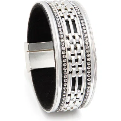 Saachi Faux Pearled Cutout Waved Cuff Bracelet In Metallic