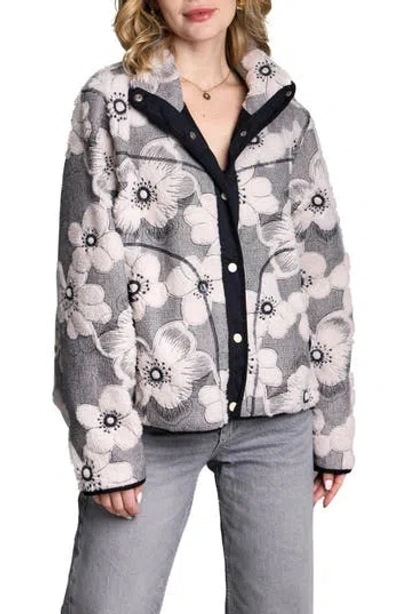 Saachi Faux Shearling Floral Appliqué Jacket In Multi