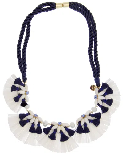 Saachi Fiesta Floral Mother-of-pearl Necklace In Black