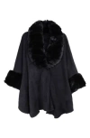 Saachi Filippa Faux Fur Trim Cardigan In Black