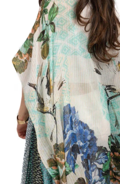 Saachi Fish Scale & Floral Duster In Green