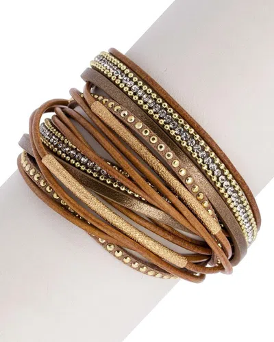 Saachi Flaunt Rhinestone Multi Strand Bracelet In Brown