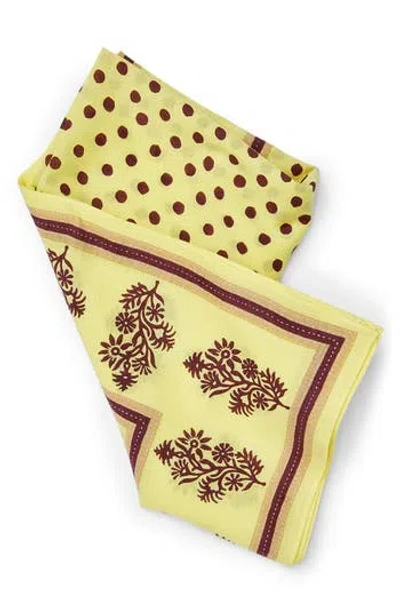 Saachi Floral & Dot Print Bandana In Gold