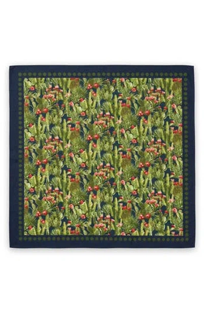 Saachi Floral Border Square Bandana In Green