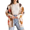 Saachi Floral Print Button Front Cardigan In Beige