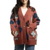 Saachi Floral Buttoned Cardigan In Brown