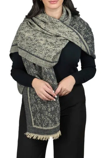 Saachi Floral Crinkle Scarf In Green