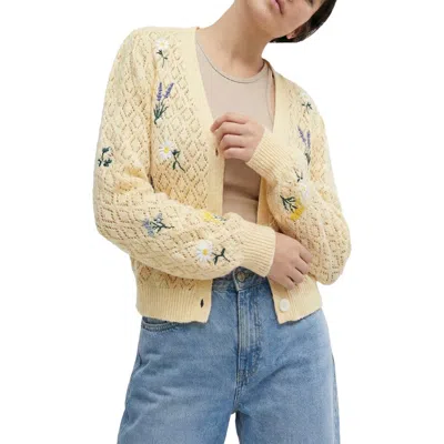 Saachi Floral Embroidered Cardigan In Brown