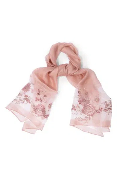 Saachi Floral Embroidered Scarf In Pink