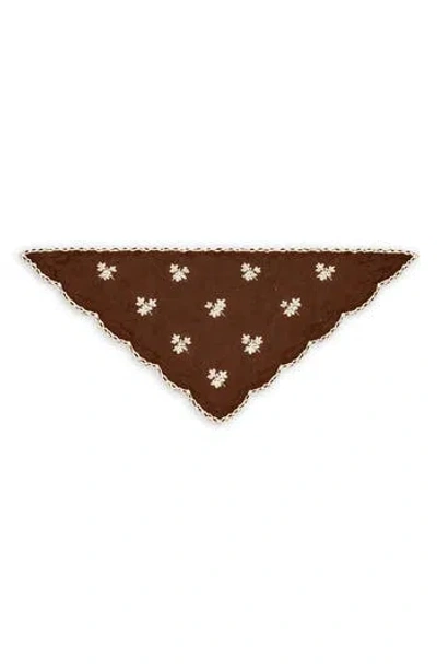 Saachi Floral Embroidered Traingle Bandana In White