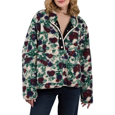 Saachi Floral Faux Shearling Pullover In White