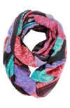 Saachi Floral Infinity Scarf In Black Multi