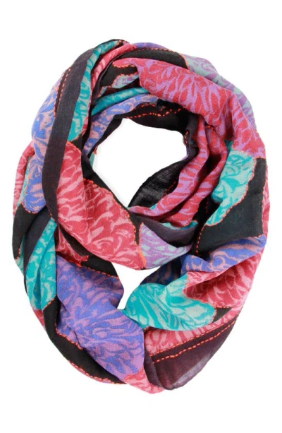 Saachi Floral Infinity Scarf In Black Multi
