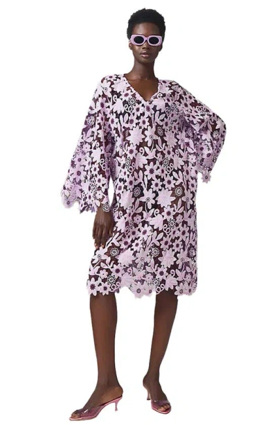 Saachi Floral Lace Tunic In Lavender