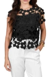 Saachi Floral Lace Vest In Black