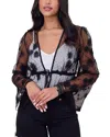 Saachi Floral Mesh Tie Top In Black