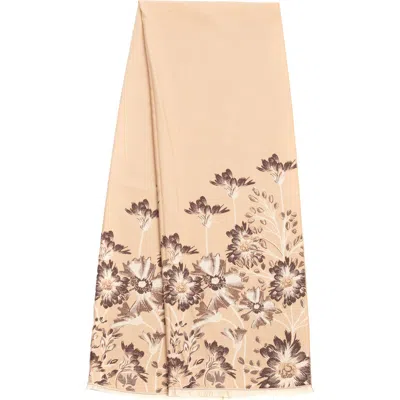 Saachi Floral Pattern Reversible Scarf In Light Beige/brown