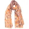 Saachi Floral Pattern Reversible Scarf In Orange/blush