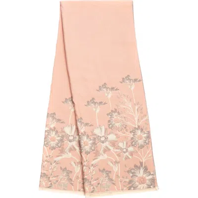 Saachi Floral Pattern Reversible Scarf In Pink/beige