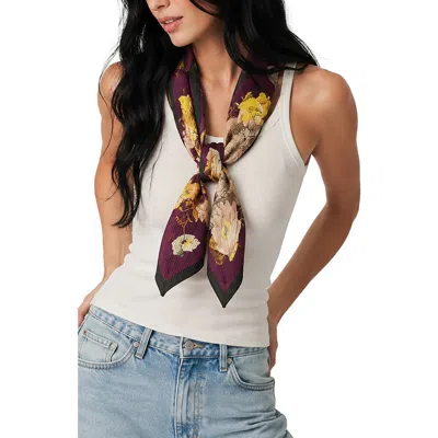 Saachi Floral Pleated Square Scarf In Purple