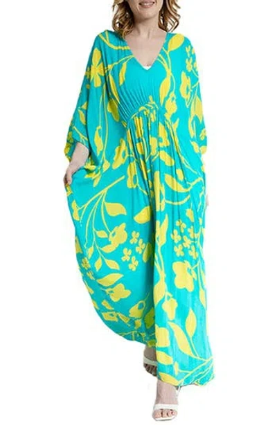 Saachi Floral Print Cover-up Kaftan In Blue