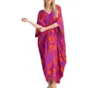 Saachi Bold Floral Kaftan Dress In Pink Combo In Pink