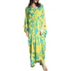Saachi Floral Print Cover-up Kaftan In Yellow