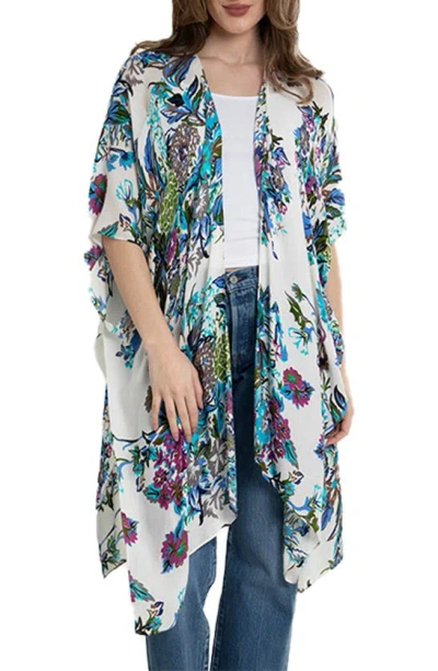 Saachi Floral Print Ruana In White