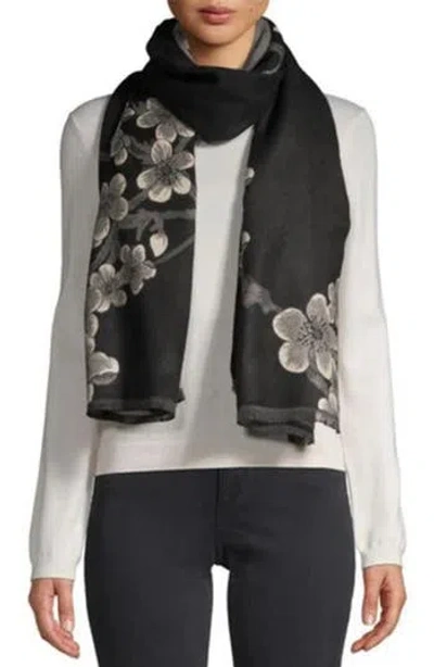 Saachi Floral Reversible Scarf In Black/grey/white