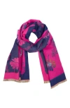 Saachi Floral Reversible Scarf In Blue
