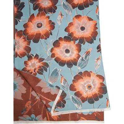 Saachi Floral Reversible Scarf In Blue