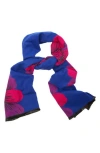 Saachi Floral Reversible Scarf In Dark Blue