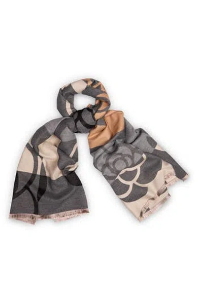 Saachi Floral Reversible Scarf In Gray