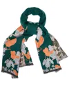 Saachi Floral Reversible Scarf In Green